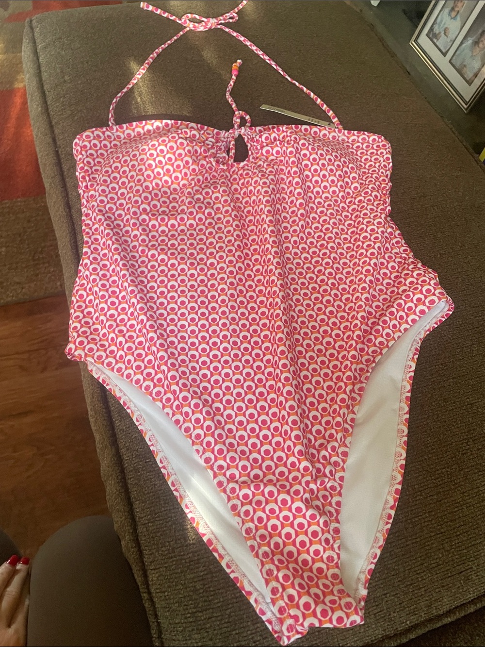 Girls' Pink Patterned One-Piece Swimsuit